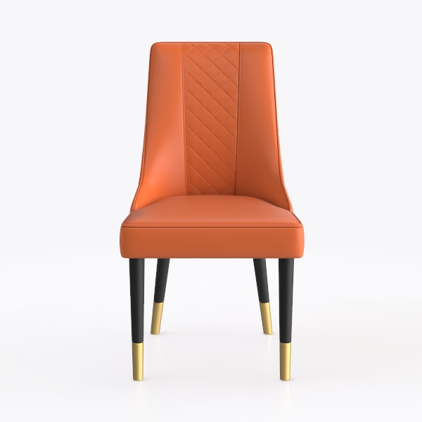 Mid Century Modern PU Leather Dining Chairs Metal