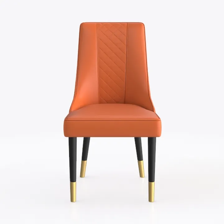 Mid Century Modern PU Leather Dining Chairs Metal
