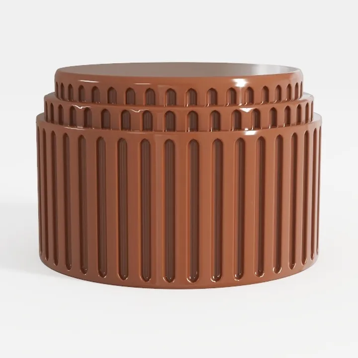 Minimalist Fluted Solid Wood Round Coffee Table 3D Model