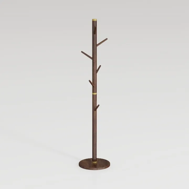 Solid Wood Round Base Coat Rack, Free Standing