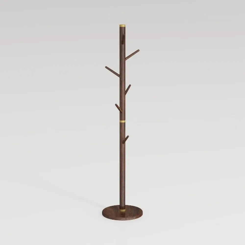 Solid Wood Round Base Coat Rack, Free Standing