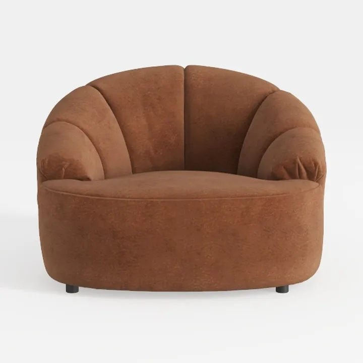 Minimalist Boucle Fabric Accent Armchair 3D Model