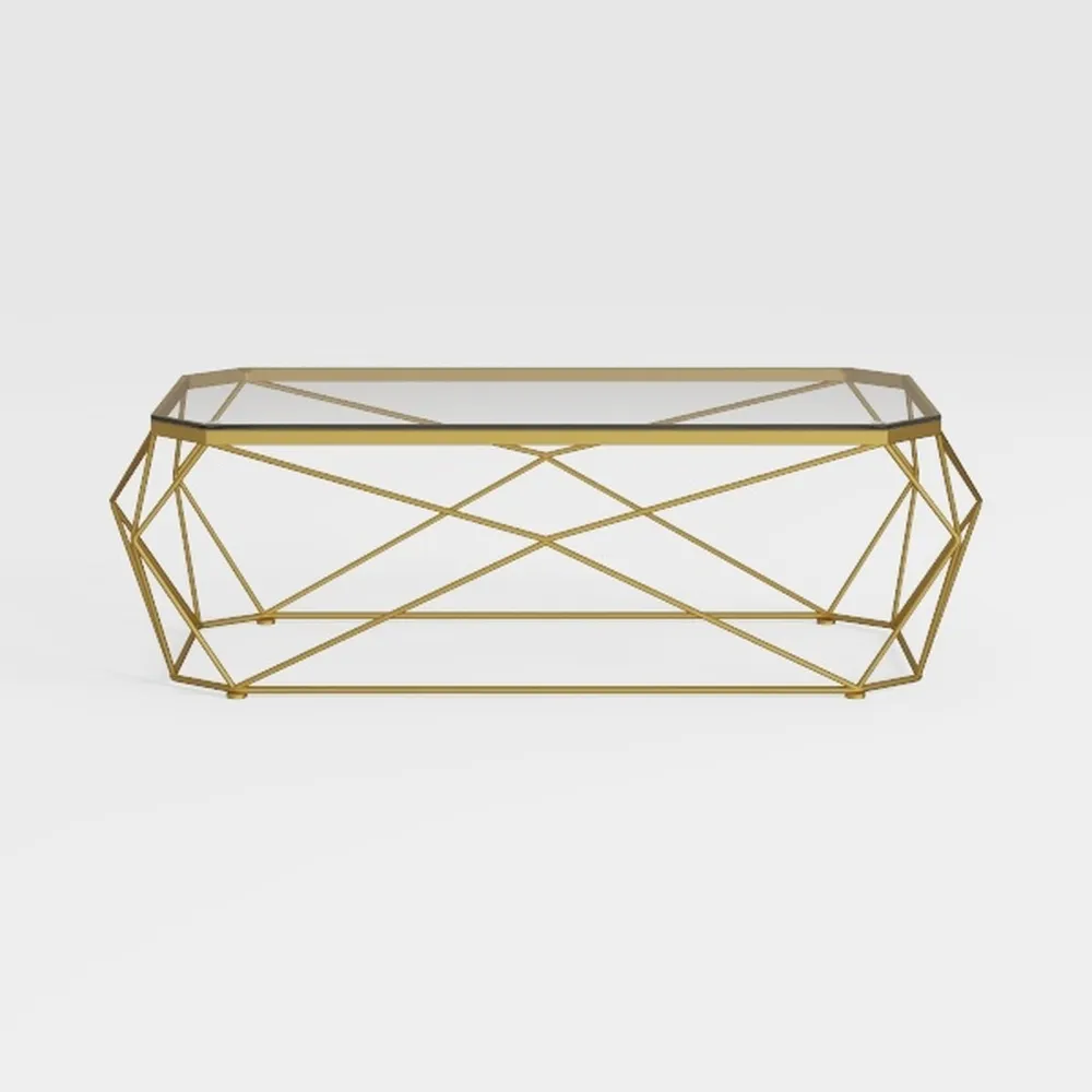 SAYGOER Gold Coffee Table Glass Coffee Tables