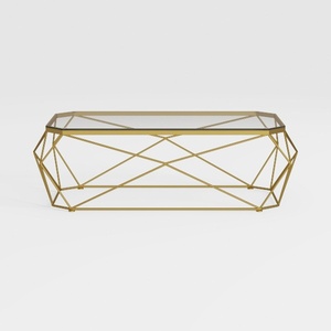 SAYGOER Gold Coffee Table Glass Coffee Tables