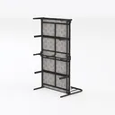 Modern Black Metal Fabric Open Storage Bookshelf 3D Model Left 45 Degree View