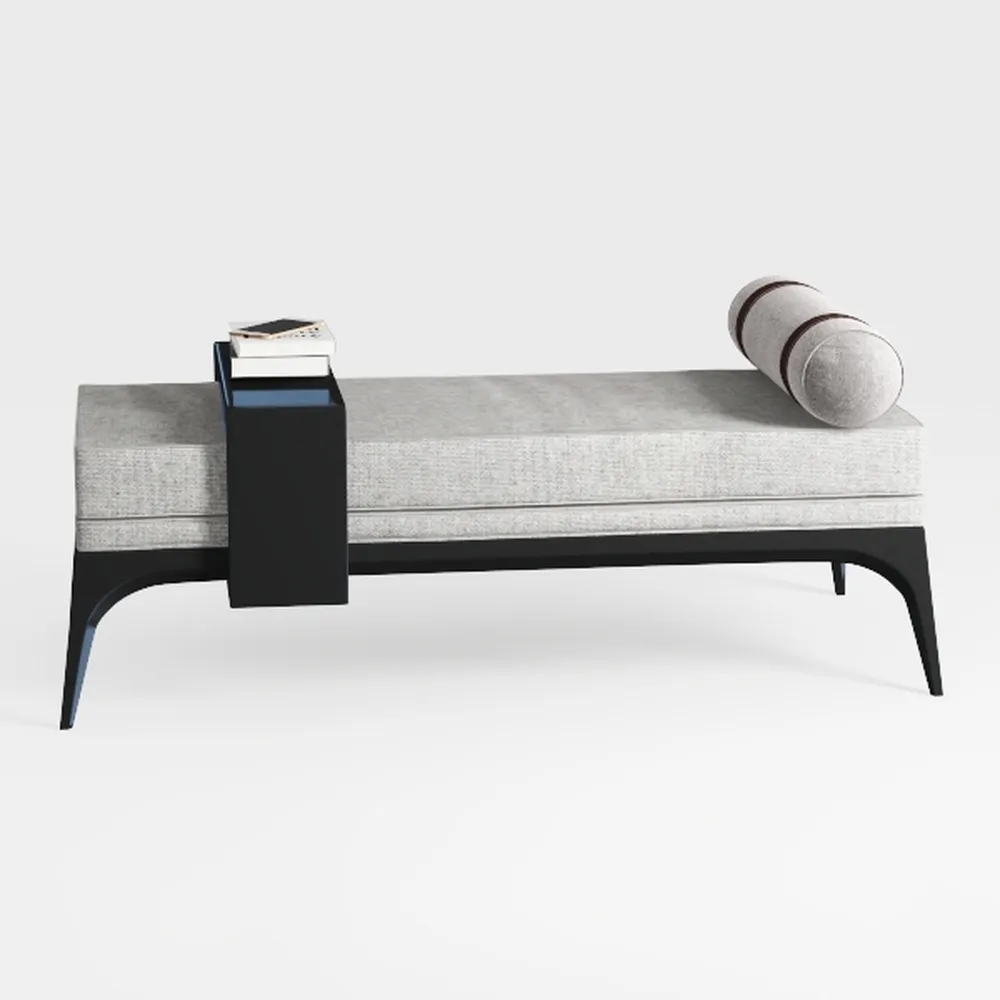 Cayetano Grey Upholstered Entryway Bench with Meta