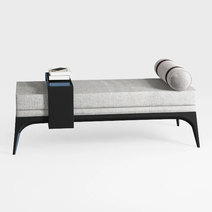 Cayetano Grey Upholstered Entryway Bench with Meta