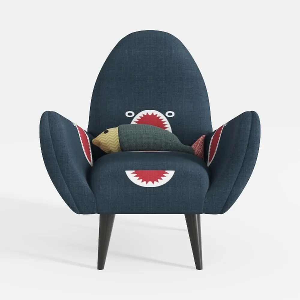 KONTE.DESIGN Poltrona girevole NEW ARLEY in tessuto blu notte e base in metallo