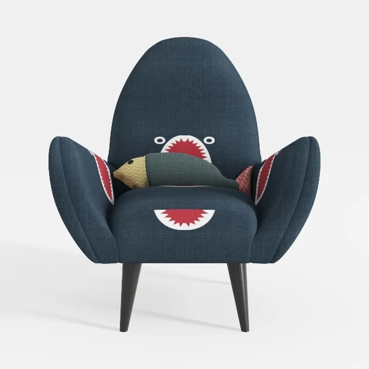 KONTE.DESIGN Poltrona girevole NEW ARLEY in tessuto blu notte e base in metallo