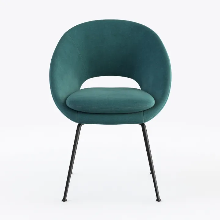 Modern Teal Fabric Upholstered Metal Legs Armchair 3D Model