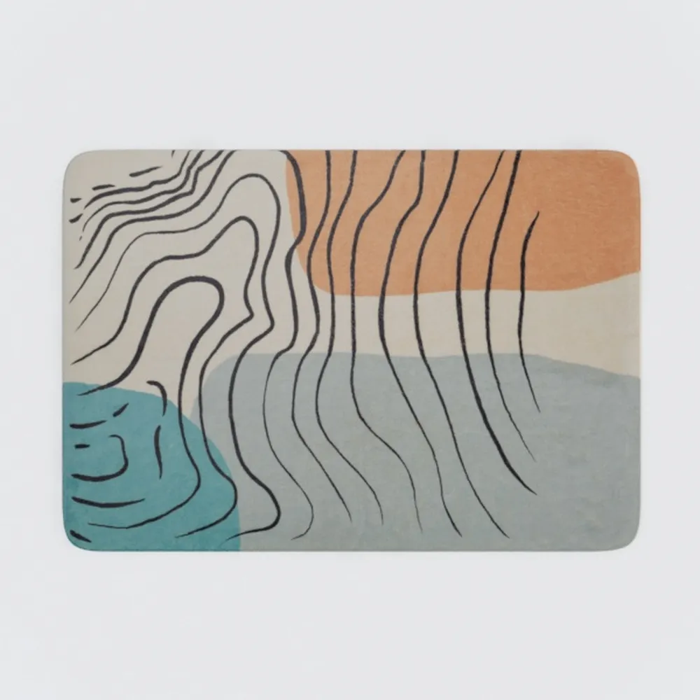 Teal Blue Modern Geometric Brown Abstract Ocean