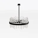 Modern Black Metal Glass Chandelier 3D Model Right 45 Degree View