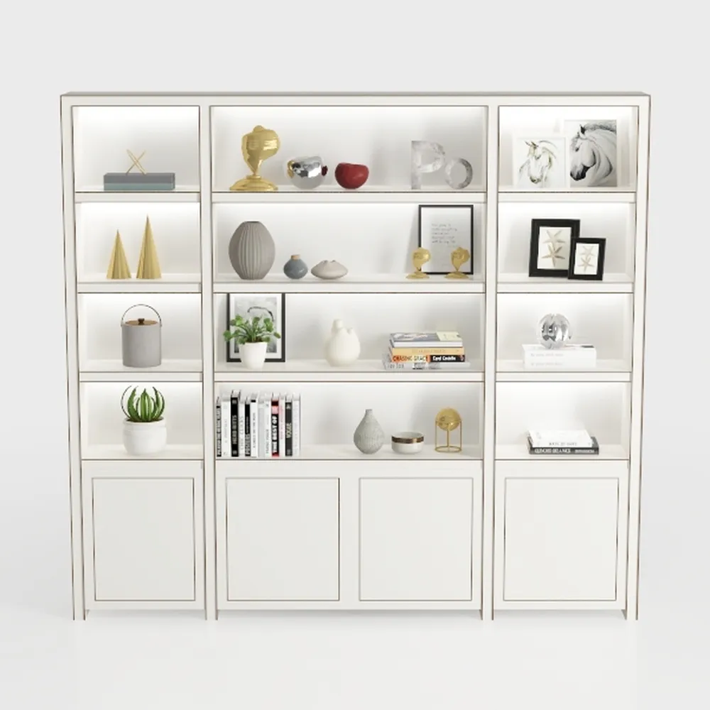 ANCTOR Large Corner Bookcase with 2 Doors and