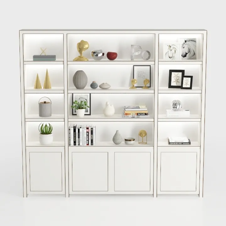 ANCTOR Large Corner Bookcase with 2 Doors and