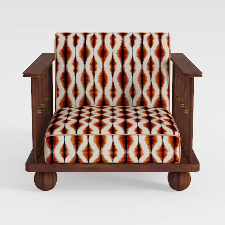 Alex Transitional Flared Arm Armchair in Orange Tr