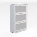 Minimalist White Solid Wood Flap Shoe Cabinet 3D Model Right 45 Degree View