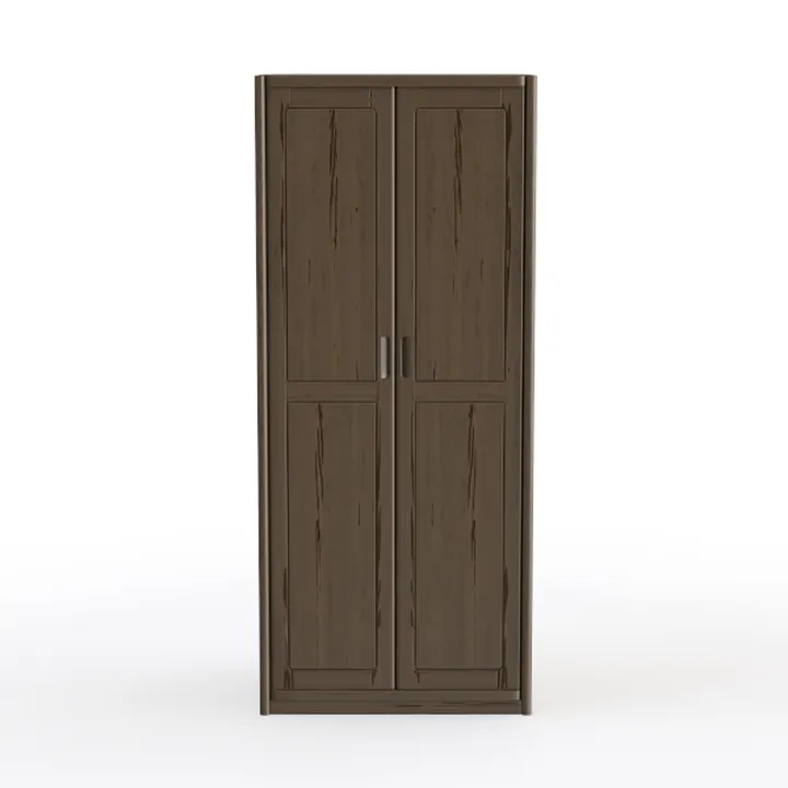 Minimalist Solid Wood Double Door Wardrobe 3D Model