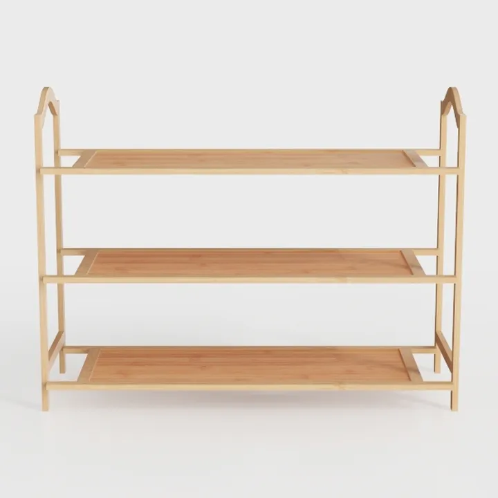 Smiry Shoe Rack, 3 Tier Long Bamboo Shoe Organizer