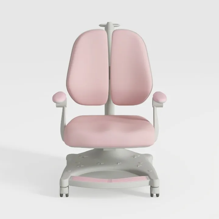Pink Fabric Dual Backrest Ergonomic Office Chair 3D Model