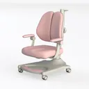 Pink Fabric Dual Backrest Ergonomic Office Chair 3D Model Left 45 Degree View