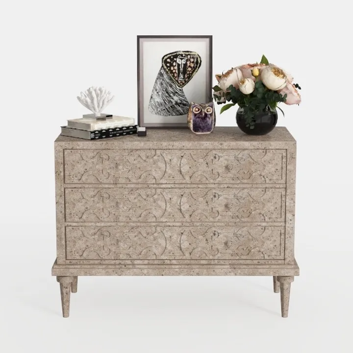 LONYKE 3 Drawer Farmhouse Dresser with Embossed