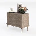 LONYKE 3 Drawer Farmhouse Dresser with Embossed Left 45 Degree View