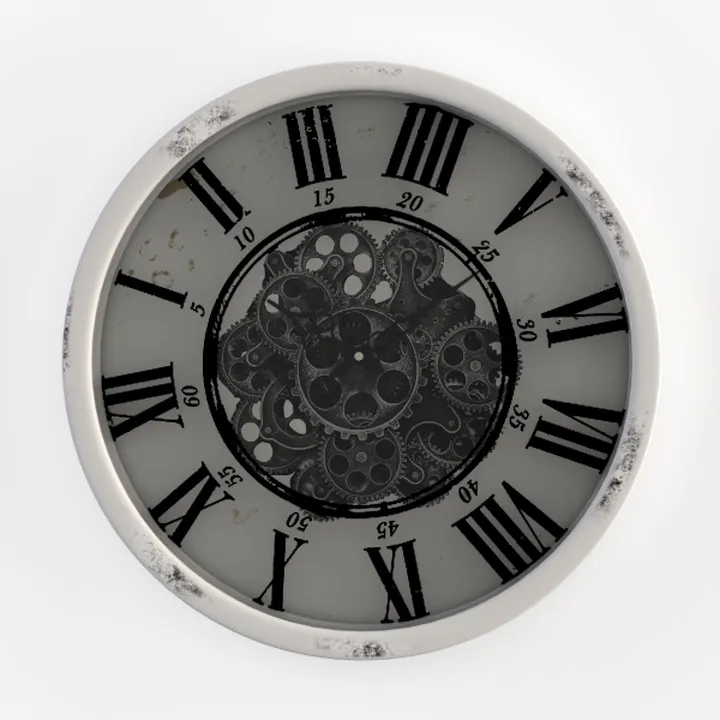 Vintage Industrial Steampunk Roman Numeral Wall Clock 3D Model