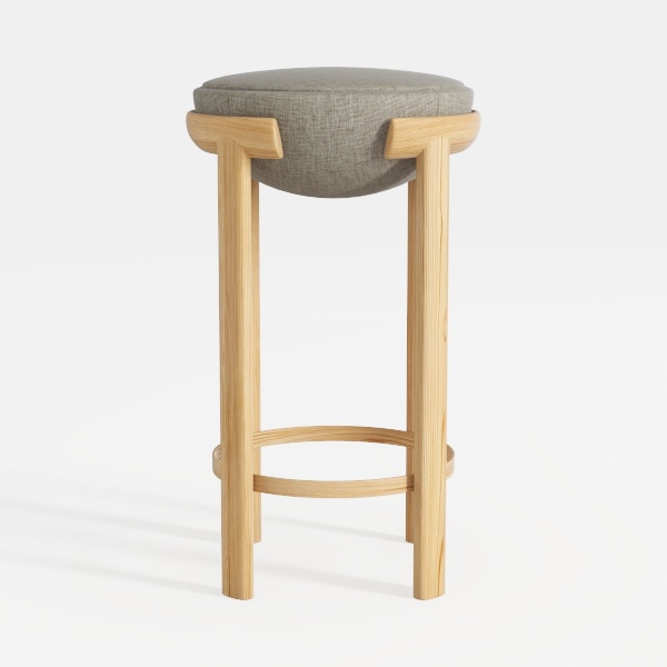 Beatus Beige Woven Fabric Counter Stool with Natur