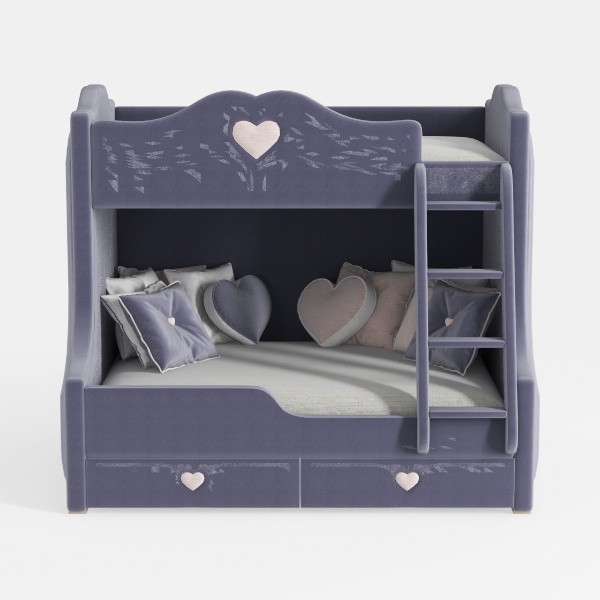 Gray Twin Over Twin House Bunk Bed with Window and