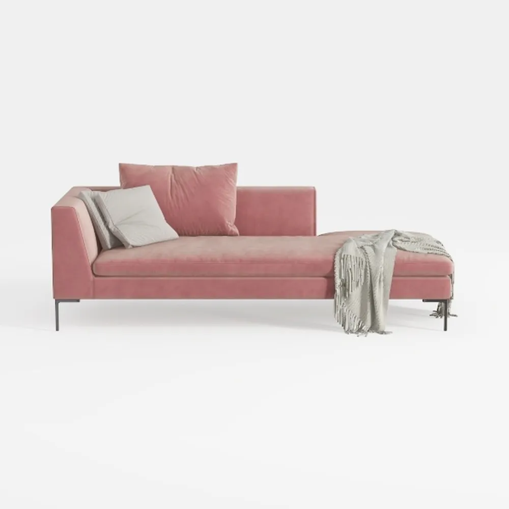 64'' Velvet Chaise Lounge Indoor, Modern Longue
