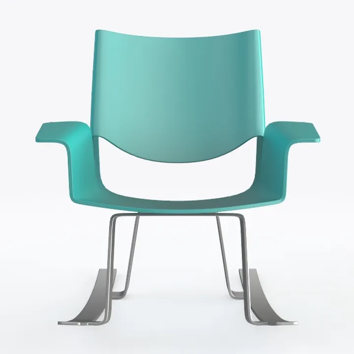 Modern Minimalist Teal Plastic Metal Armchair 3D Model