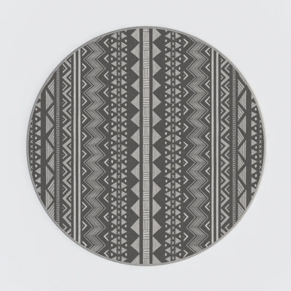 Round Pouf Ottoman 20 x 20 x 14 Inches Boho