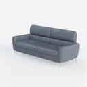 Modern Navy Blue Leather Sofa With Metal Legs 3D Model Left 45 Degree View