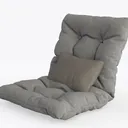 Minimalist Light Gray Fabric Tufted Floor Chair 3D Model Left 45 Degree View