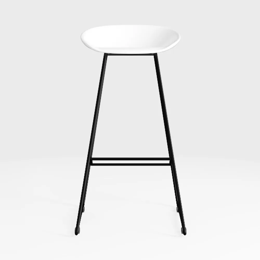 30 in. White Backless Metal Bar Stool with Plastic
