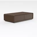 Minimalist Walnut Solid Wood Two Drawer Coffee Table 3D Model Right 45 Degree View