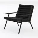 Minimalist Black Leather Metal Armchair 3D Model Left 45 Degree View