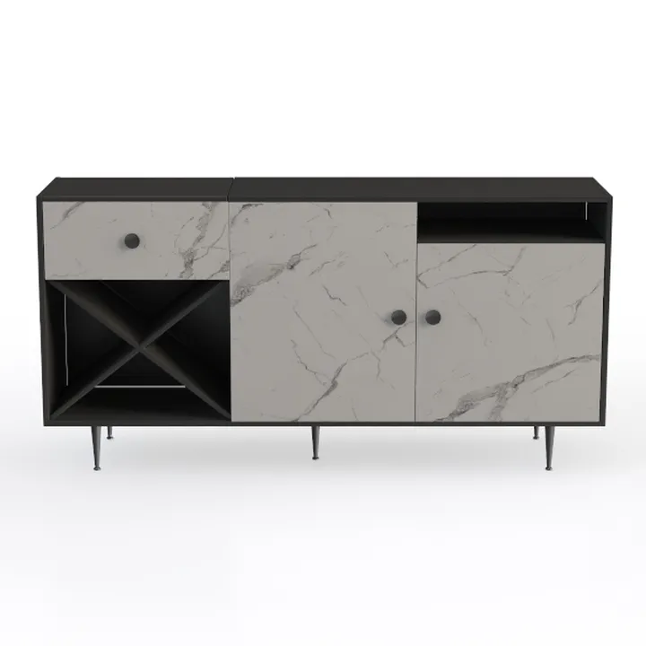 Modern Marble Solid Wood Metal Sideboard Cabinet With Wine Storage 3D Model