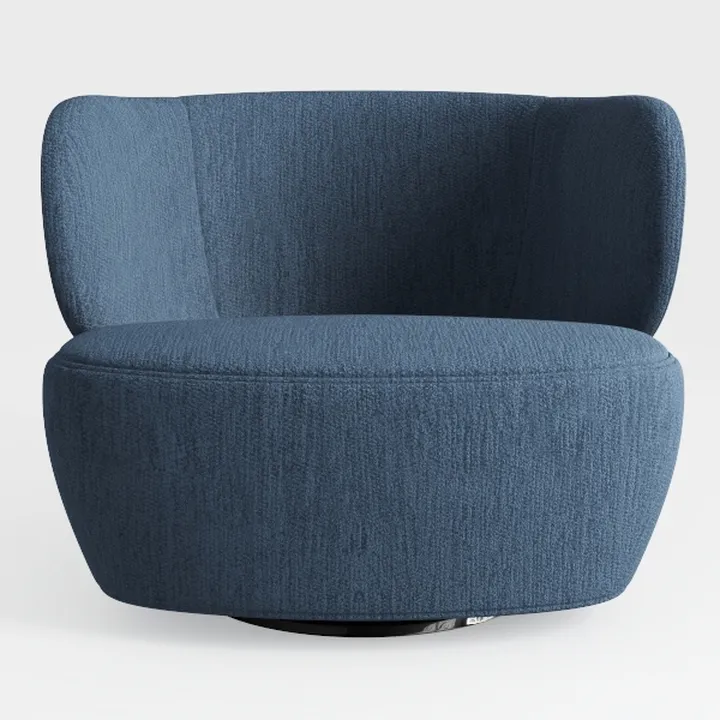 Minimalist Navy Fabric Swivel Accent Armchair 3D Model