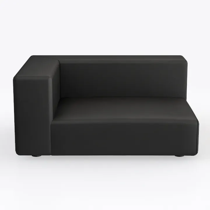 Minimalist Black Leather Left Arm Sofa Section 3D Model