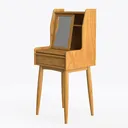 2-Piece Natural Oak 100% Solid Wood Makeup Vanity  Left 45 Degree View