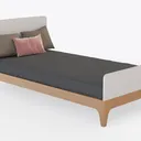 Modern Solid Wood Platform Bed with Adjustable Hea Right 45 Degree View