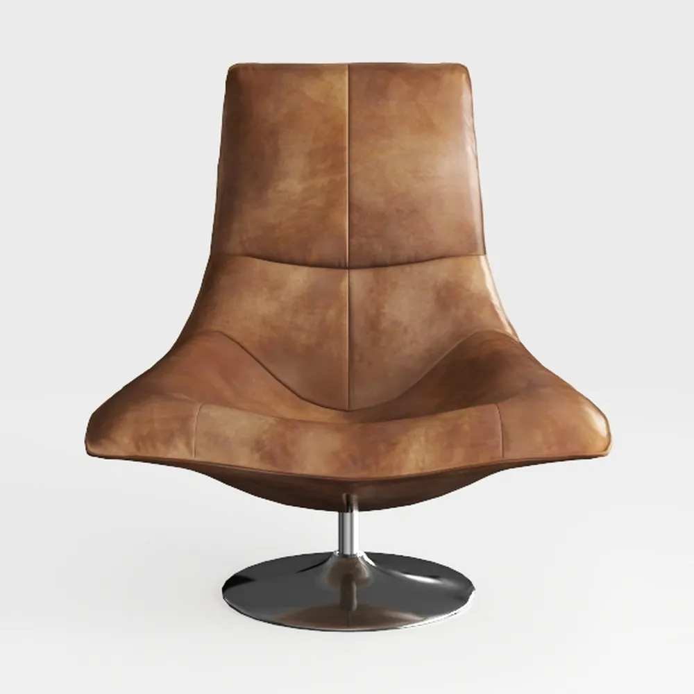 Swivel Chair with Foot Pedal Leather Computer Offi