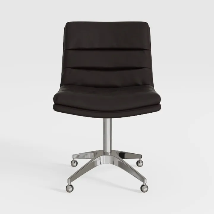 Modern Black Leather Upholstered Swivel Office Chair 3D Model