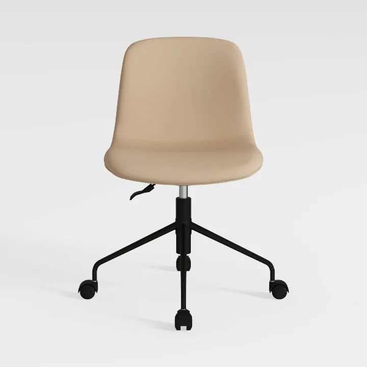 PU Leather Armless Office Chair - Sturdy Metal Bas