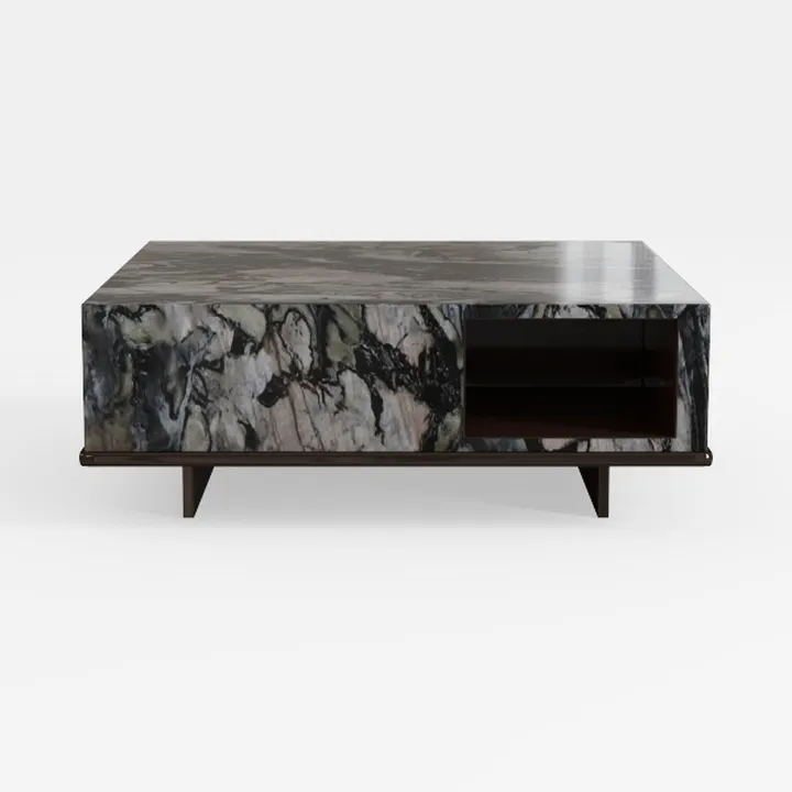 Modern Marble Top Metal Base Storage Coffee Table 3D Model