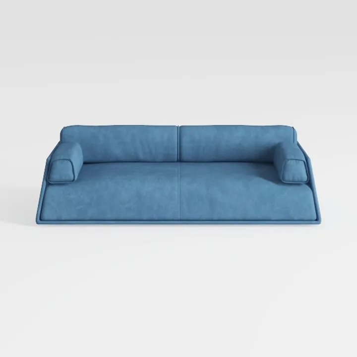 Minimalist Blue Fabric Modern Sofa 3D Model