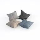 Minimalist Faux Leather Throw Pillows Set 3D Model Right 45 Degree View