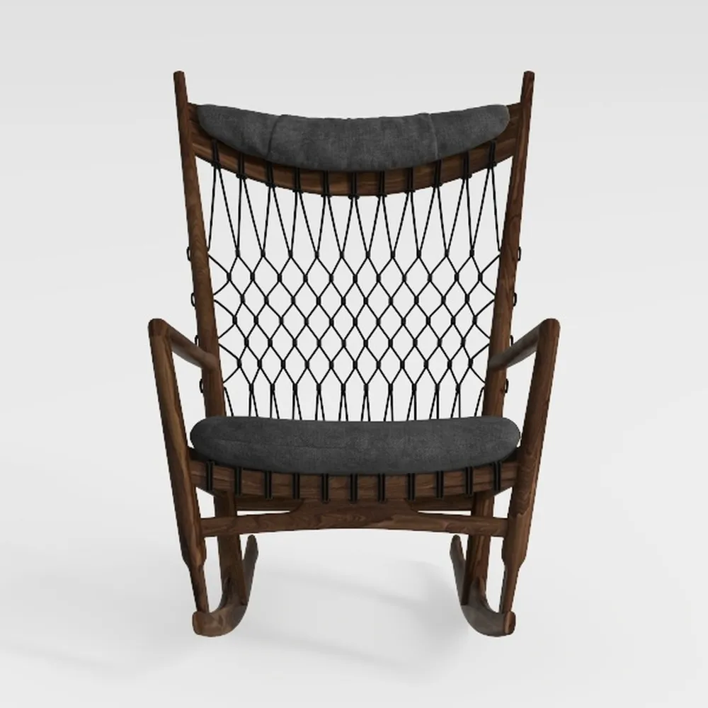 4 Pieces Patio Wood Rocking Chair Set, 2 Rocking