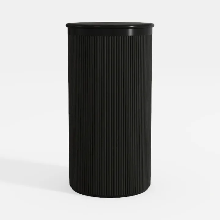 Minimalist Black Fluted Cylindrical Side Table 3D Model